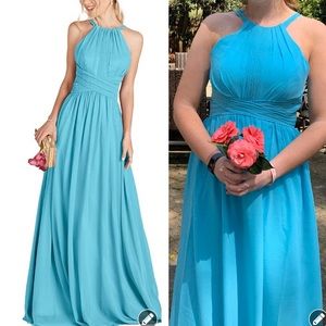 Bridesmade halter turquoise dress